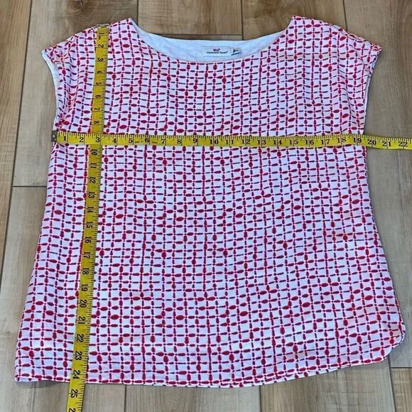 Vineyard Vines Women's Silk Red-White Short Sleeve Blouse Small - Picture 4 of 12